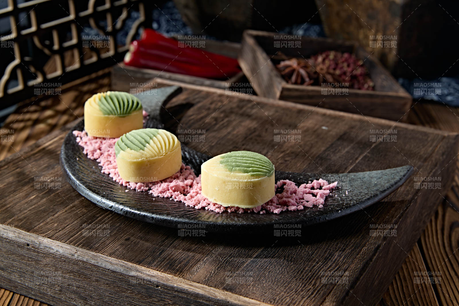 美味茶餐枸双色豌豆榴莲酥图片