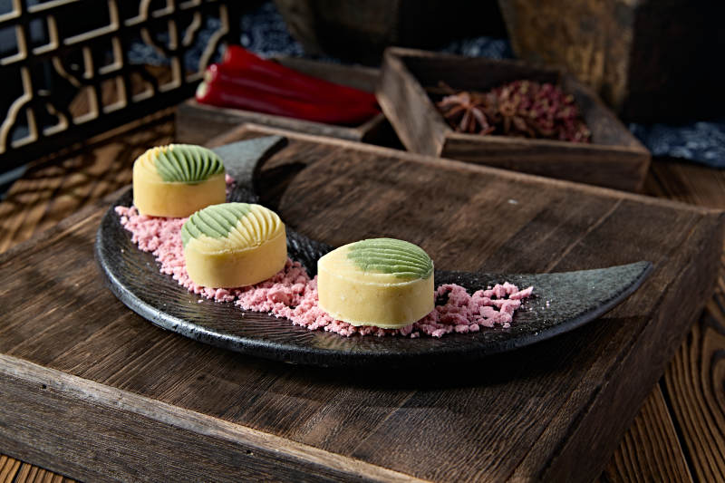 美味茶餐枸双色豌豆榴莲酥图片