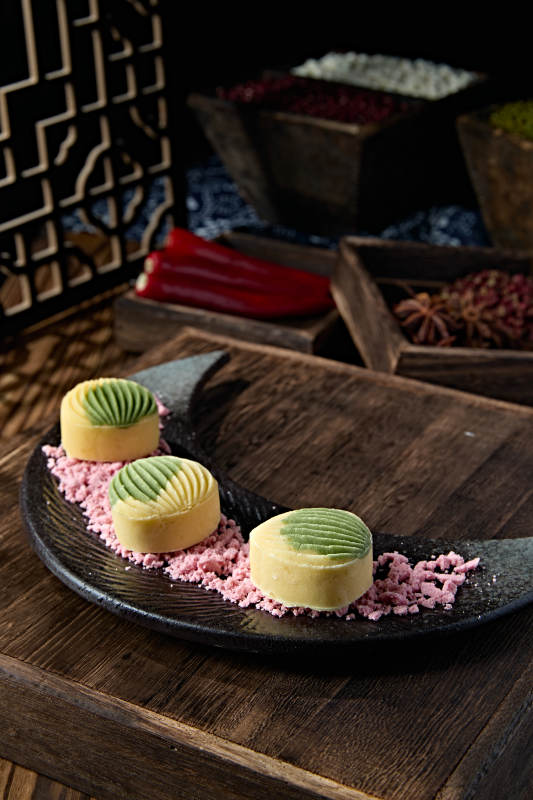 美味茶餐枸双色豌豆榴莲酥图片