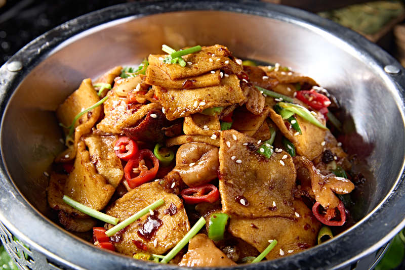 锅仔香辣豆豉肥肠千页豆腐图片