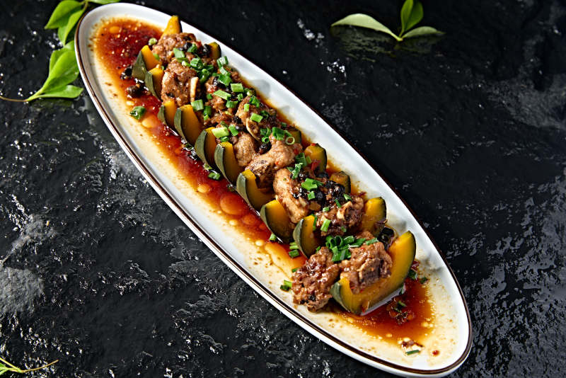 中餐美食豆豉金瓜蒸排骨图片