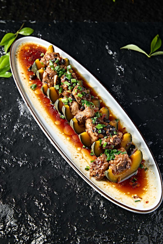 中餐美食豆豉金瓜蒸排骨图片