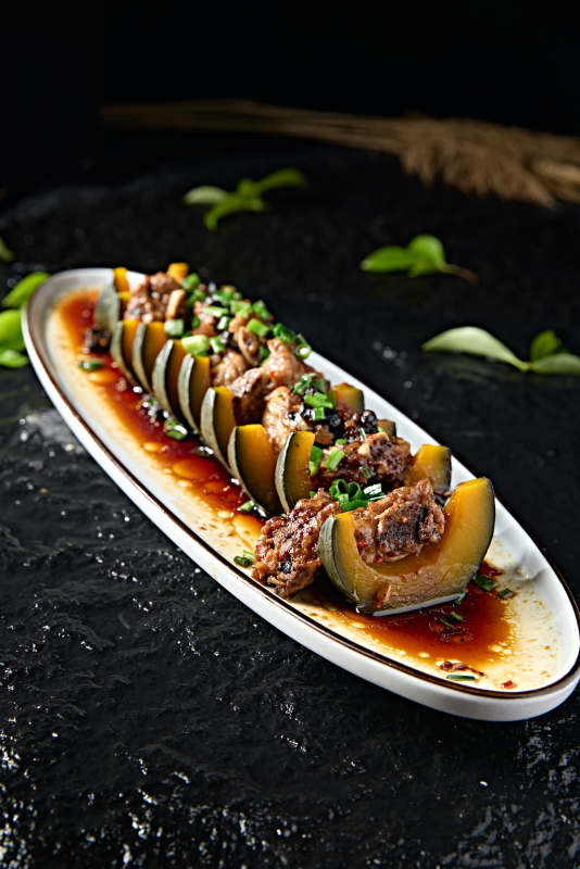 中餐美食豆豉金瓜蒸排骨图片