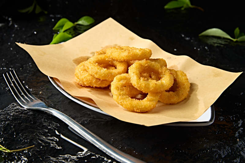 快餐美食油炸鸡肉炸洋葱圈图片