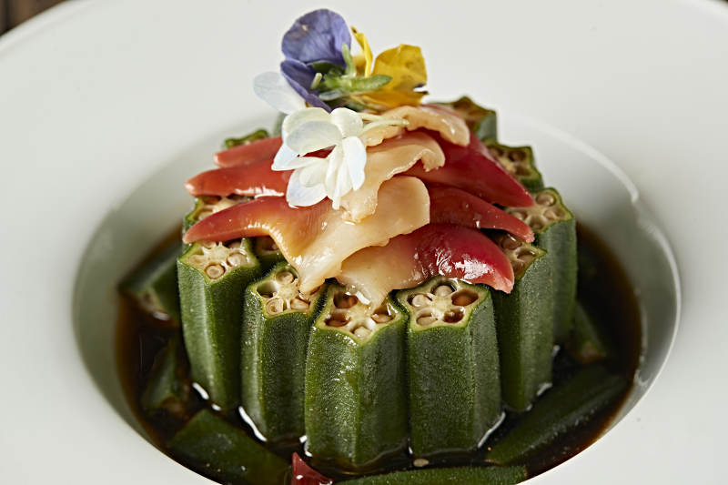 捞汁秋葵北极贝图片