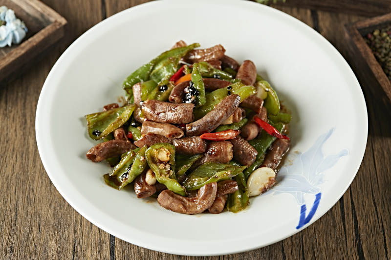 豆豉杭椒炒肥肠图片