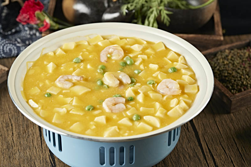 蟹黄豆腐炖虾仁图片