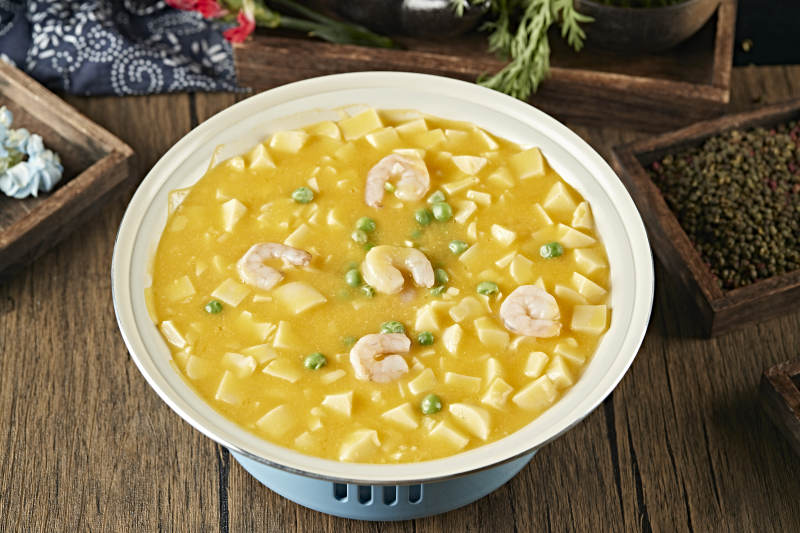 蟹黄豆腐炖虾仁图片