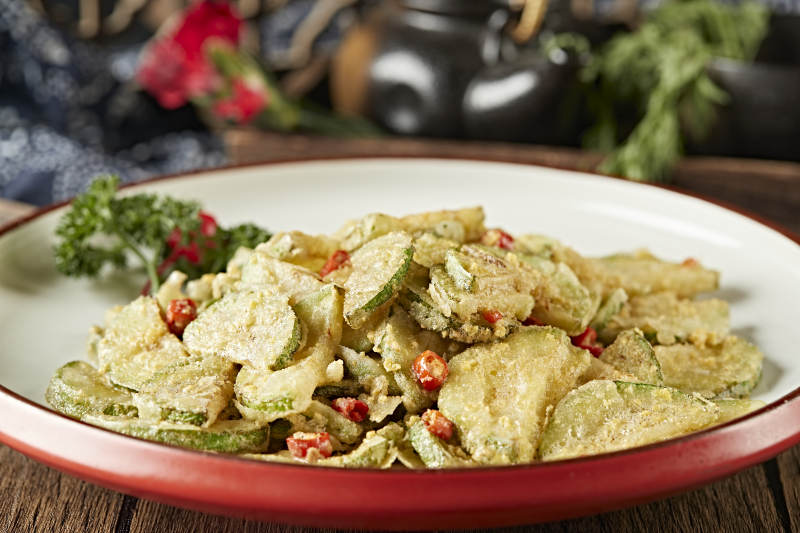 咸蛋黄焗西葫芦片图片