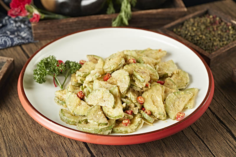 咸蛋黄焗西葫芦片图片