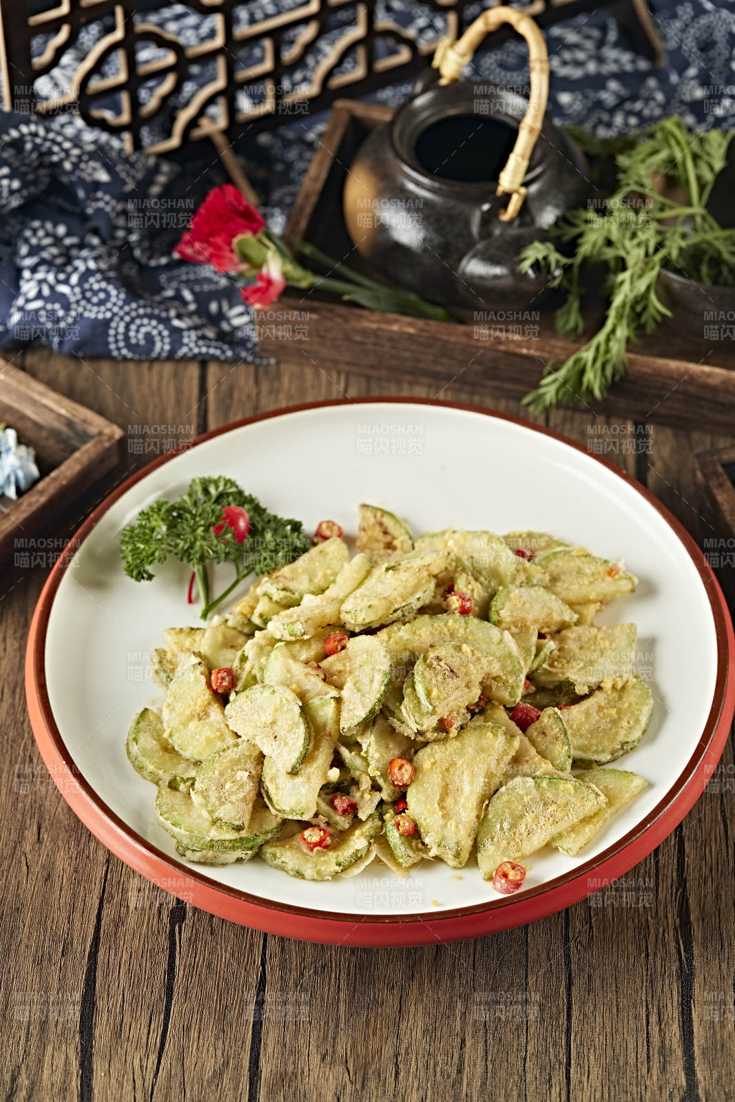 咸蛋黄焗西葫芦片图片