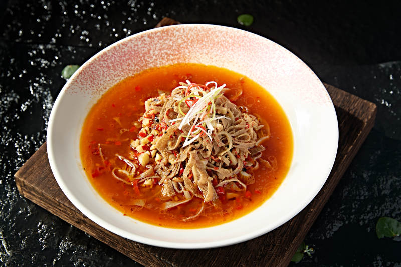 中餐湘菜美味剁椒仔姜蒸毛肚图片