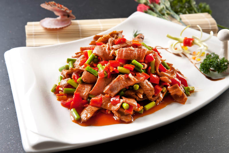 川味蒜薹剁椒炒猪肚图片