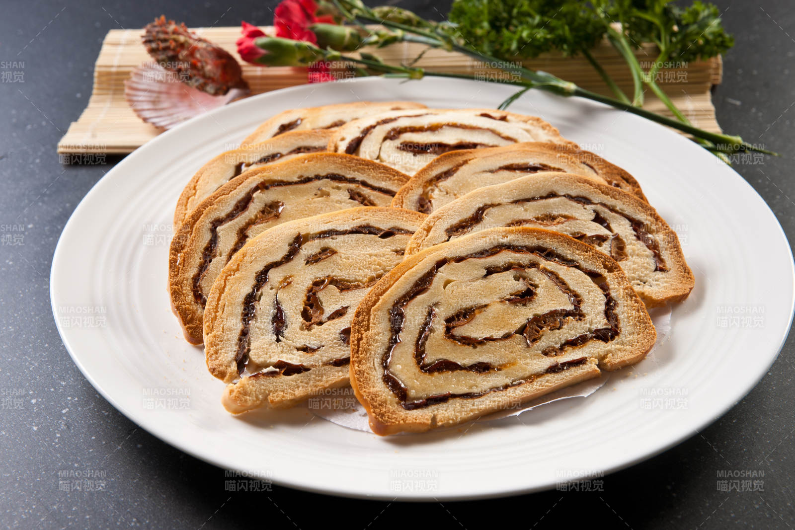 香烤豆馅馍片图片