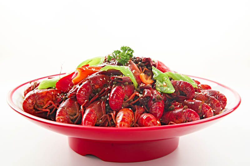 夏季大排档美食爆炒麻辣香辣小龙虾图片