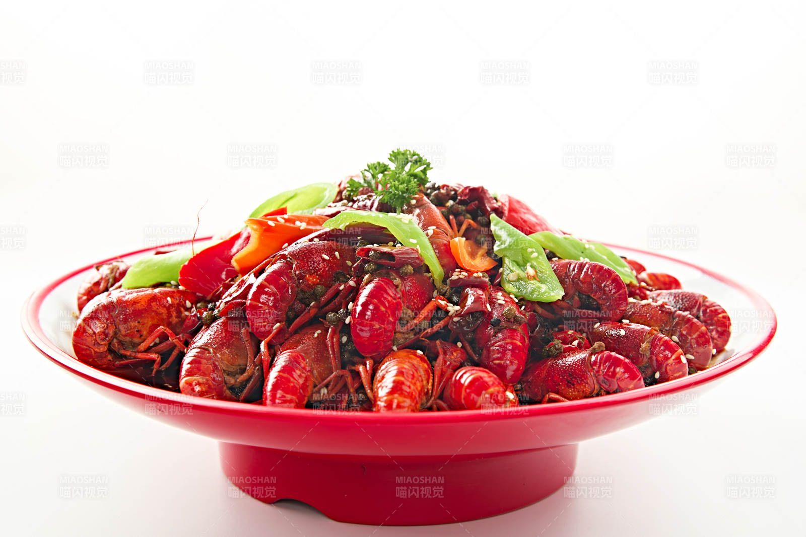 夏季大排档美食爆炒麻辣香辣小龙虾图片