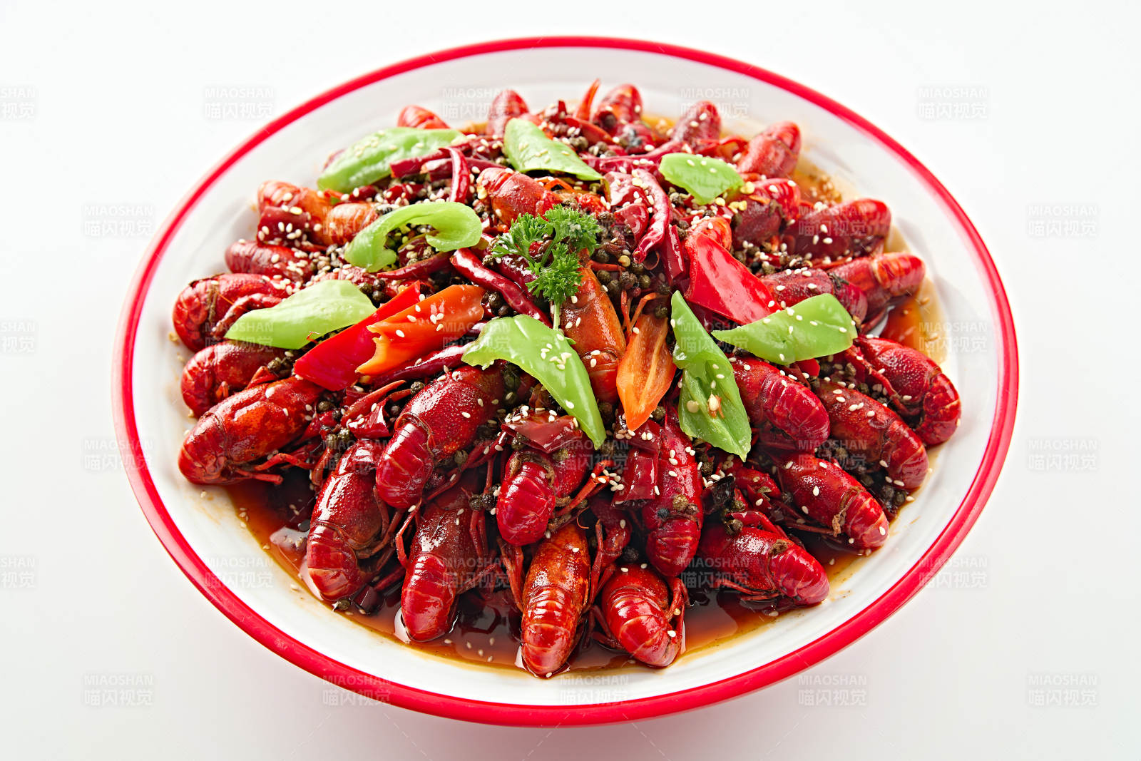 夏季大排档美食爆炒麻辣香辣小龙虾图片