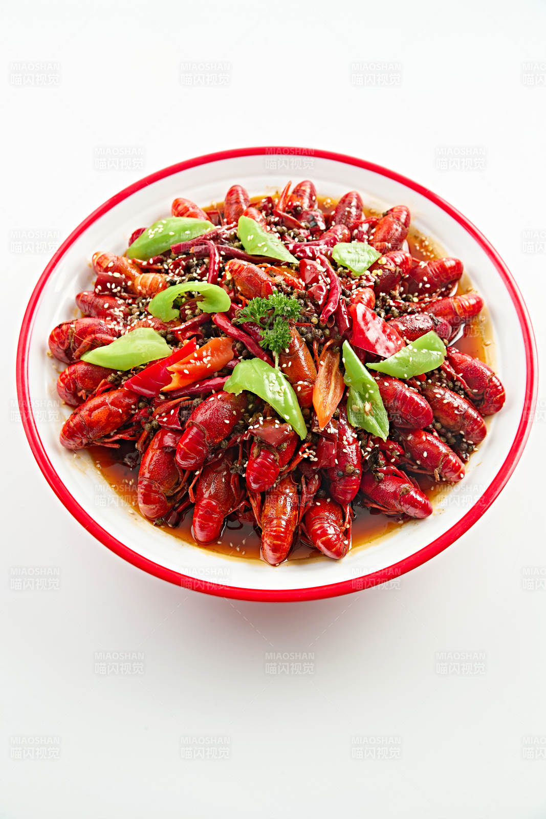 夏季大排档美食爆炒麻辣香辣小龙虾图片