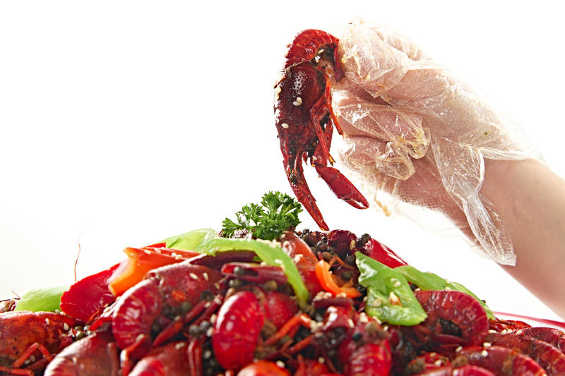 夏季大排档美食爆炒麻辣香辣小龙虾图片