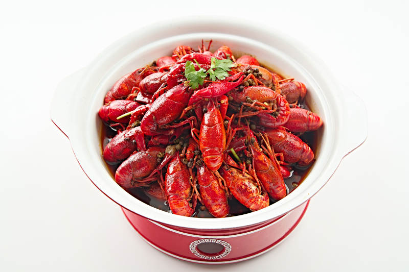 夏季大排档美食爆炒麻辣香辣小龙虾图片