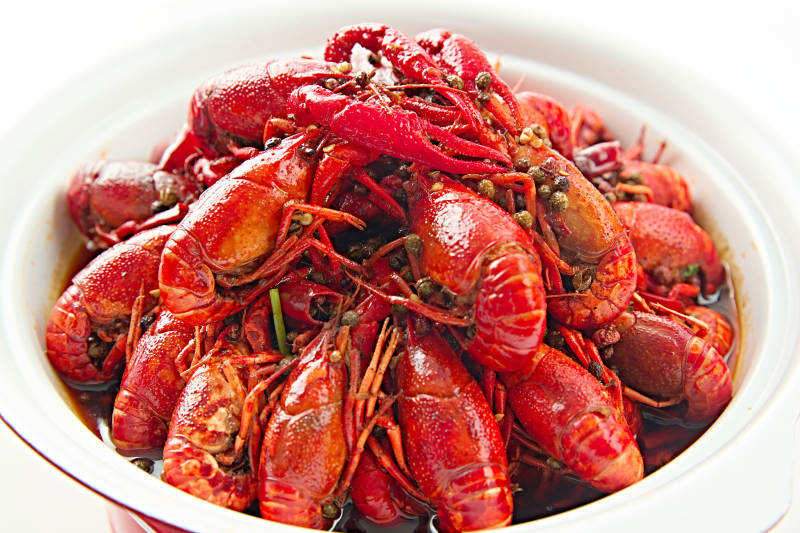 夏季大排档美食爆炒麻辣香辣小龙虾图片