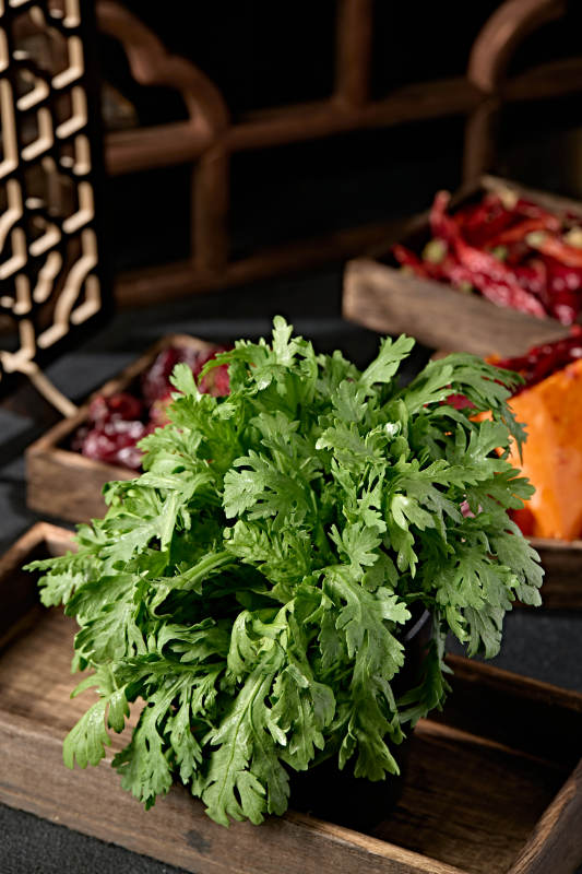 新鲜的火锅食材茼蒿蒿子秆图片