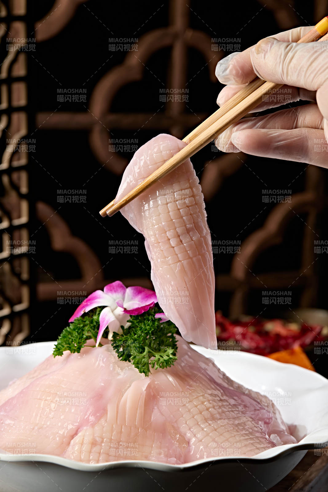 川渝火锅涮品食材鲜鱿鱼身鱿鱼板图片