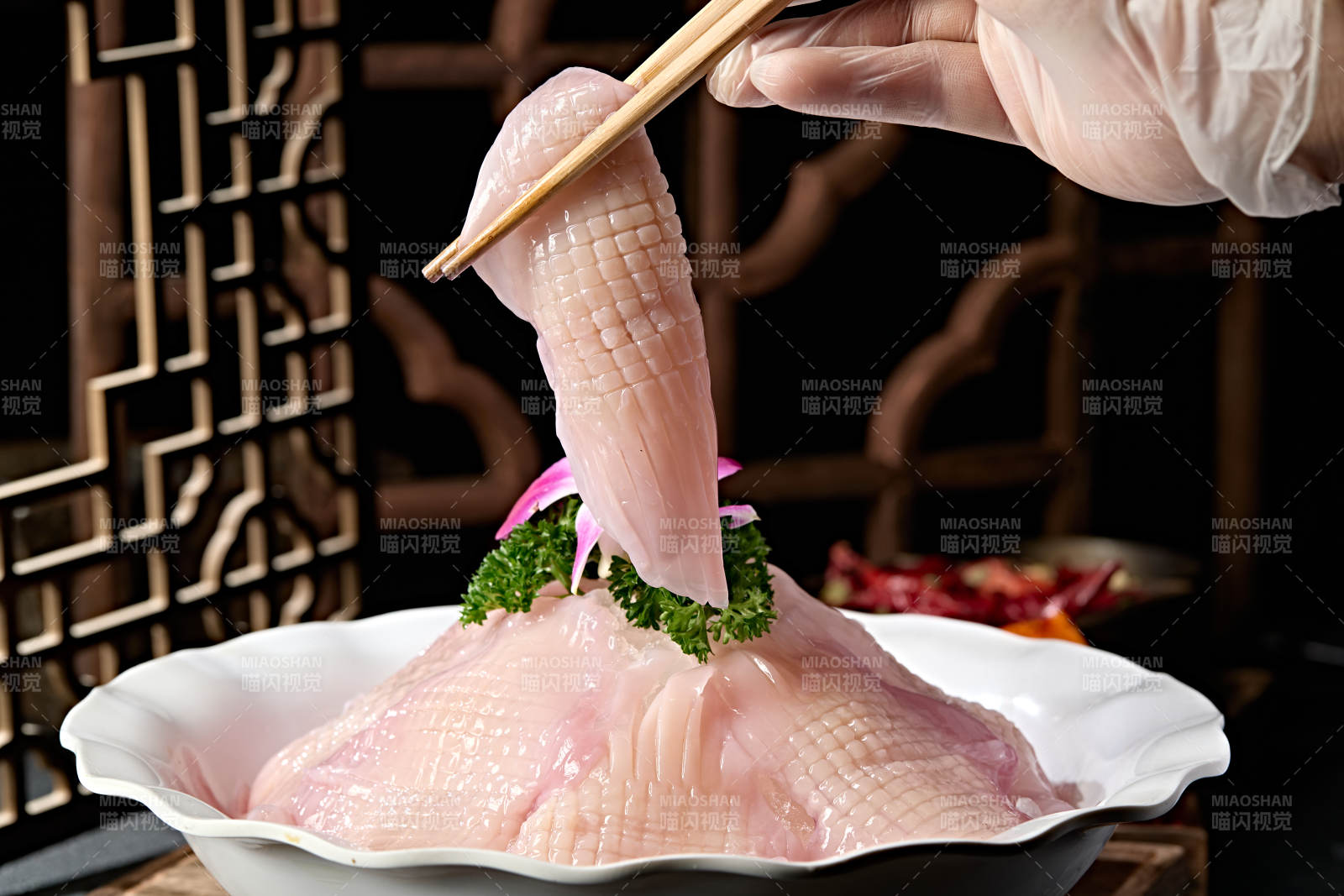 川渝火锅涮品食材鲜鱿鱼身鱿鱼板图片