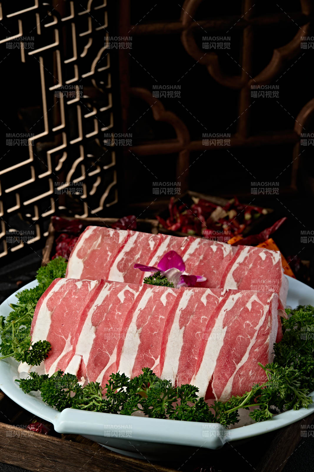 极品火锅食材上脑和牛切片图片