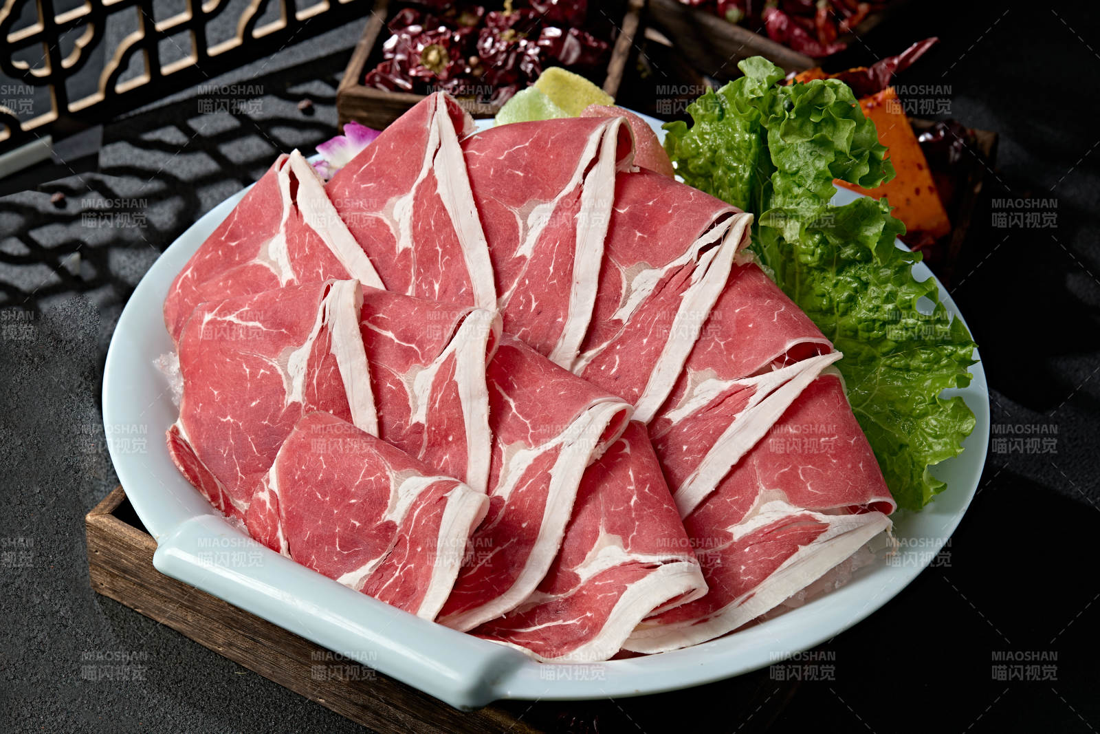 极品火锅食材上脑和牛切片图片