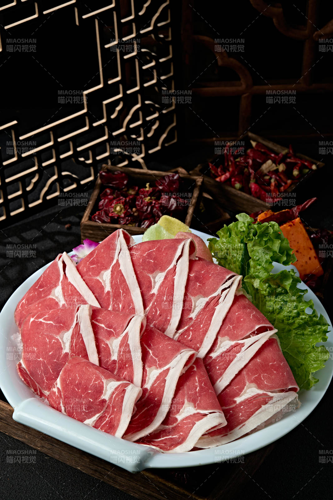 极品火锅食材上脑和牛切片图片