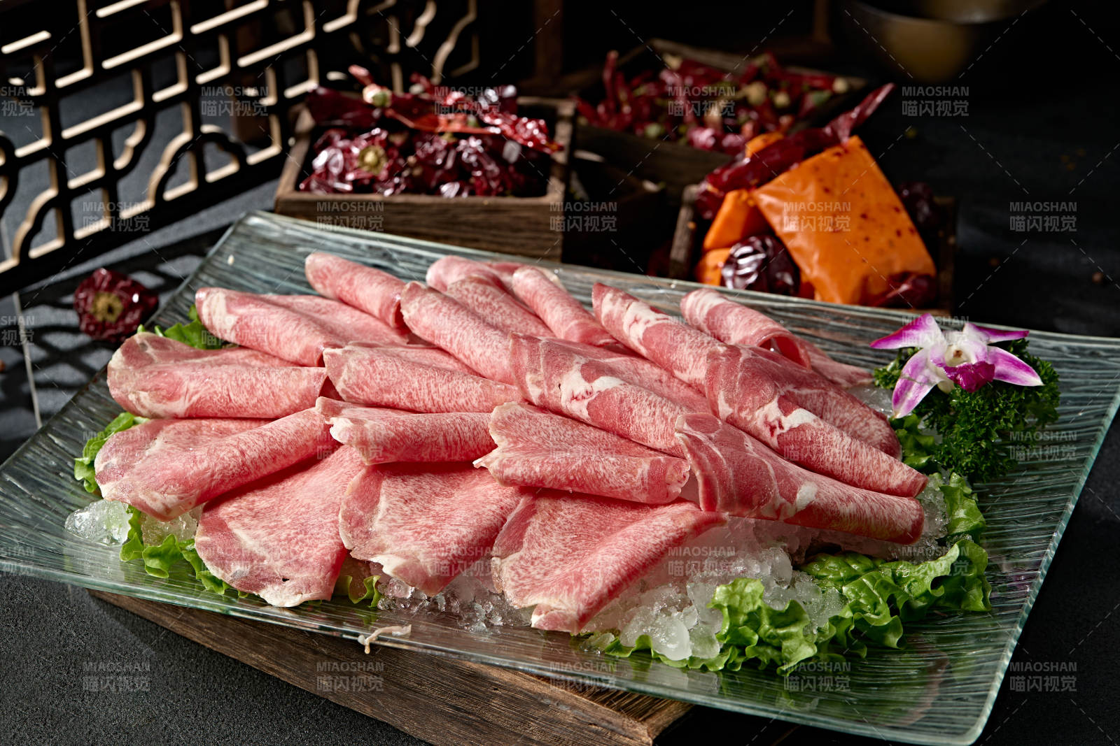 极品火锅食材草原牛舌肉卷切片图片