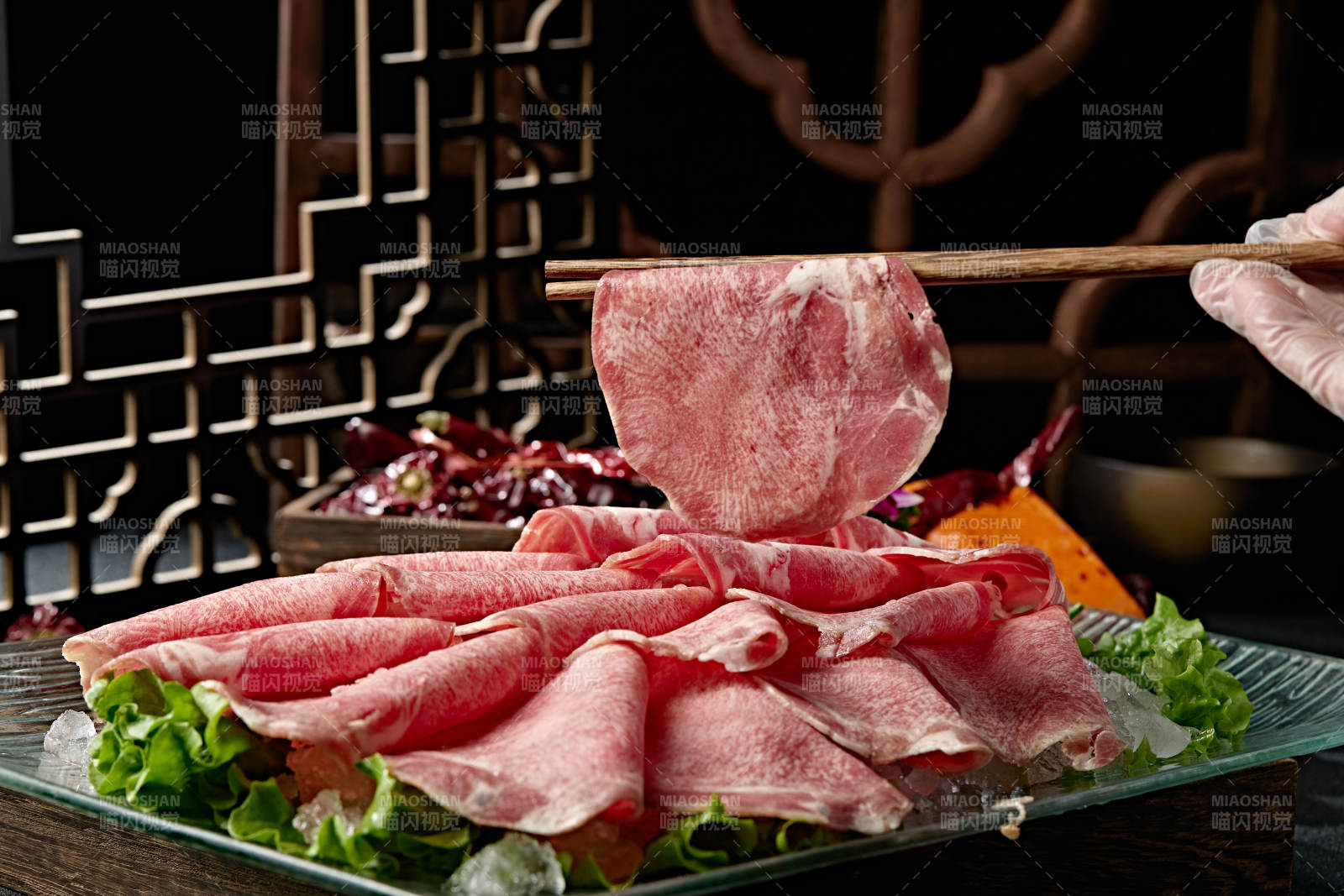 极品火锅食材草原牛舌肉卷切片图片