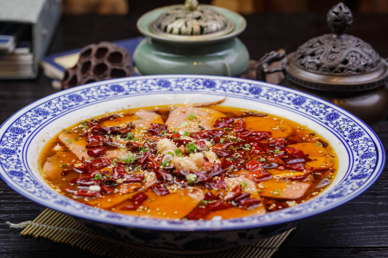 红油椒麻毛血旺图片