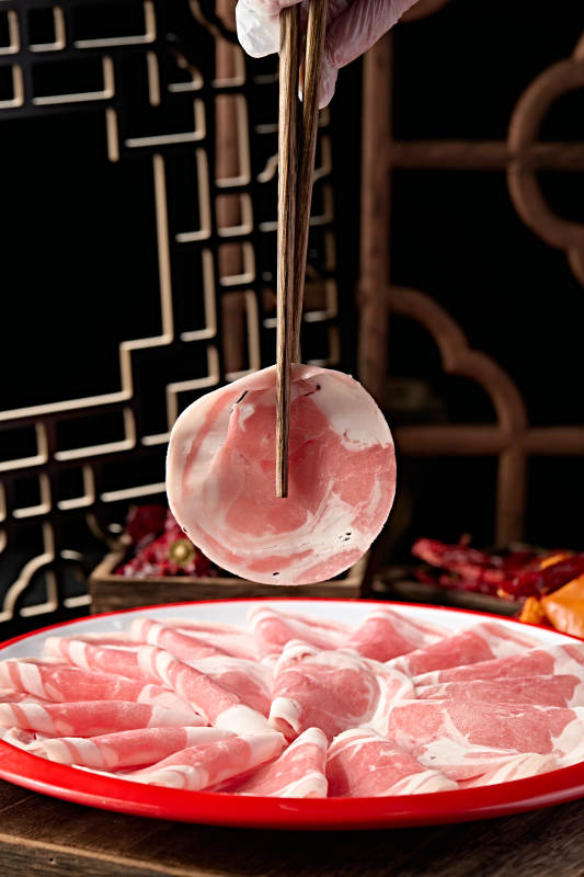 美味涮肉食材太阳卷肥羊肉切片图片