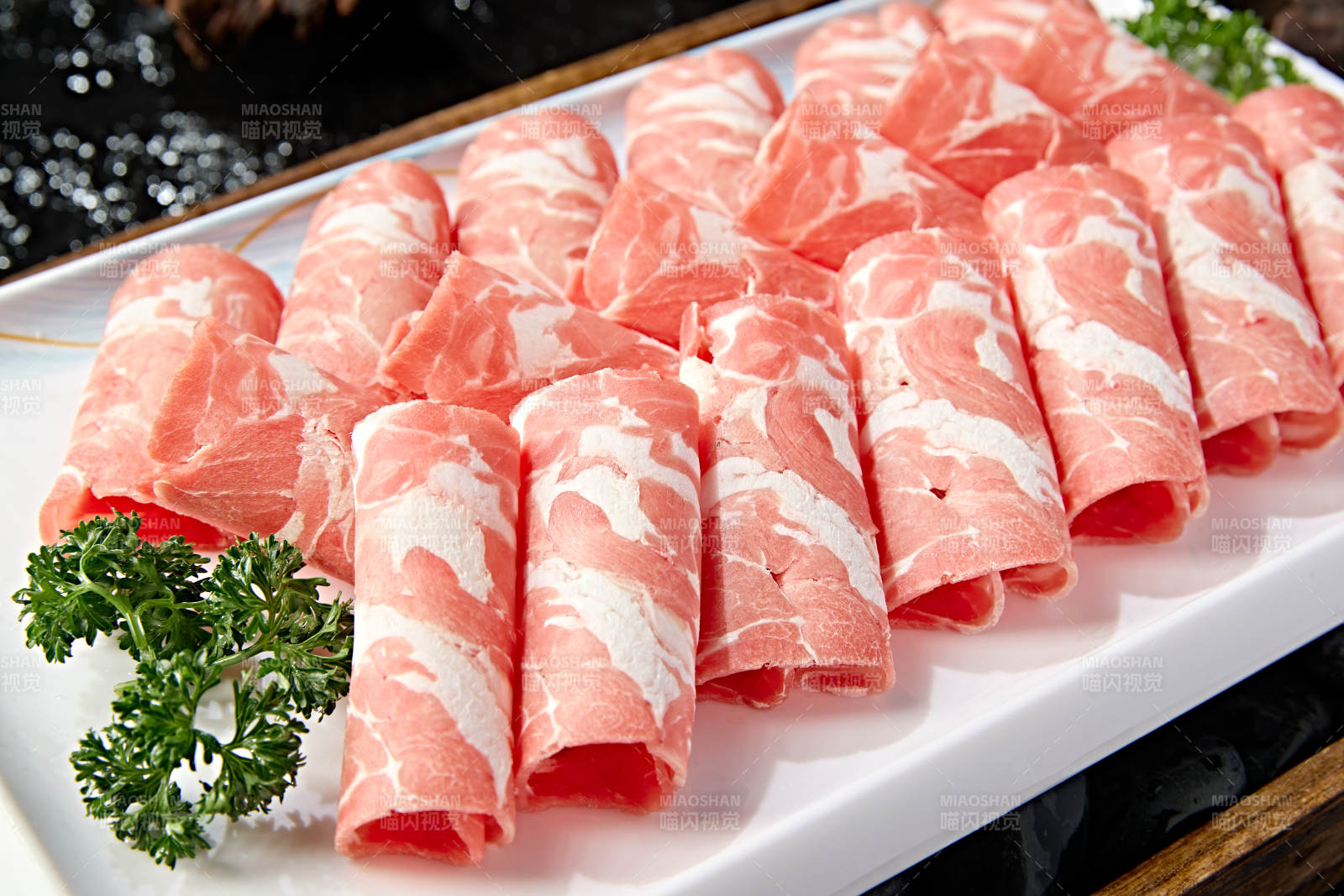 美味涮肉食材太阳卷肥羊肉切片图片