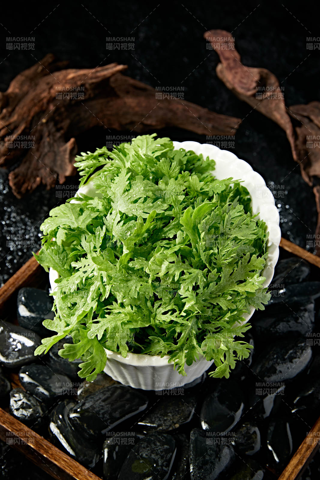 新鲜的火锅食材茼蒿蒿子秆图片