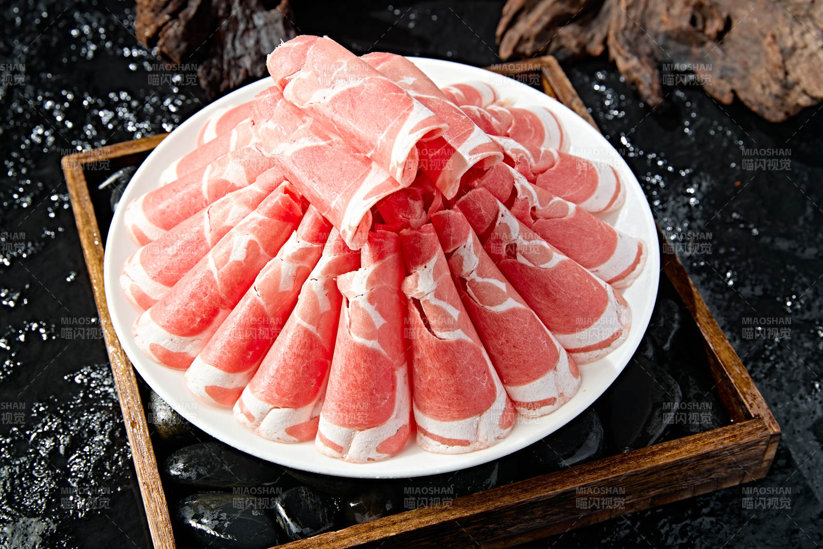 内蒙草原羔羊肉卷切片图片