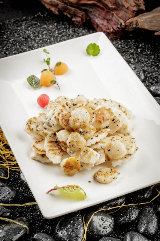 黑松露山药炒元贝图片