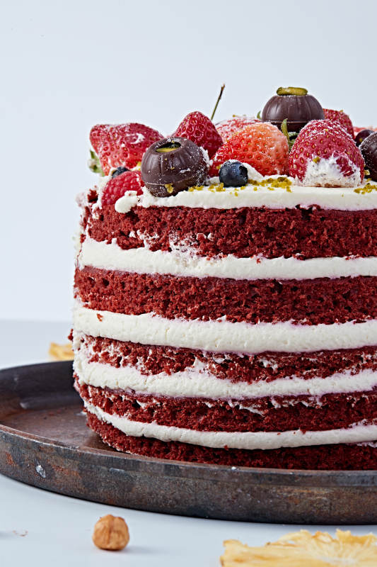 奶油抹茶鲜水果蔓越莓馅料多层蛋糕图片