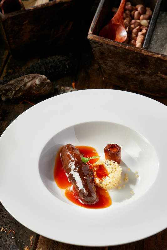 位菜藜麦捞饭配浇汁梅花参图片