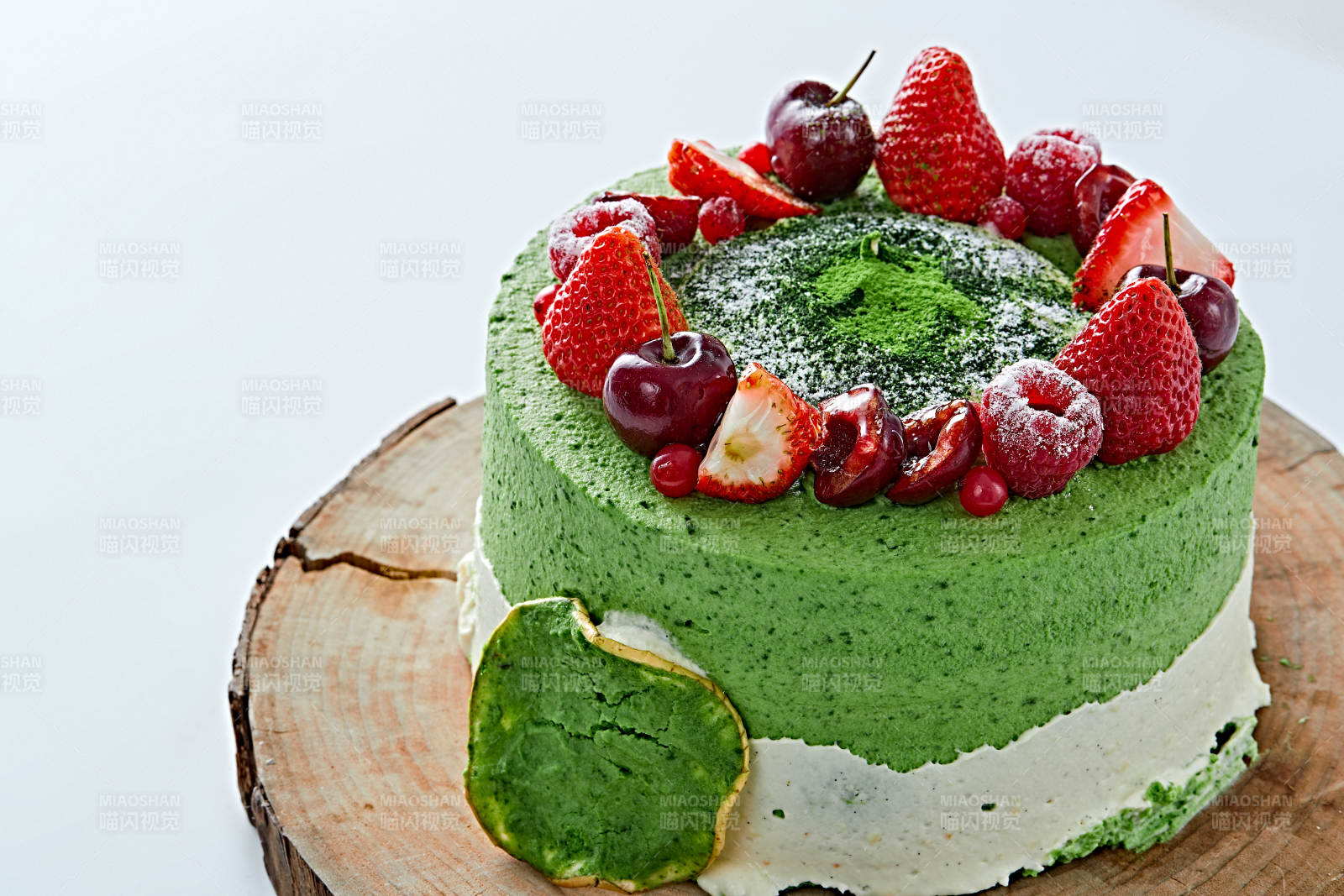 鲜果抹茶禅意鲜奶蛋糕图片