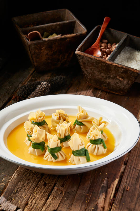 鲜鸡汤香豆皮小福袋图片