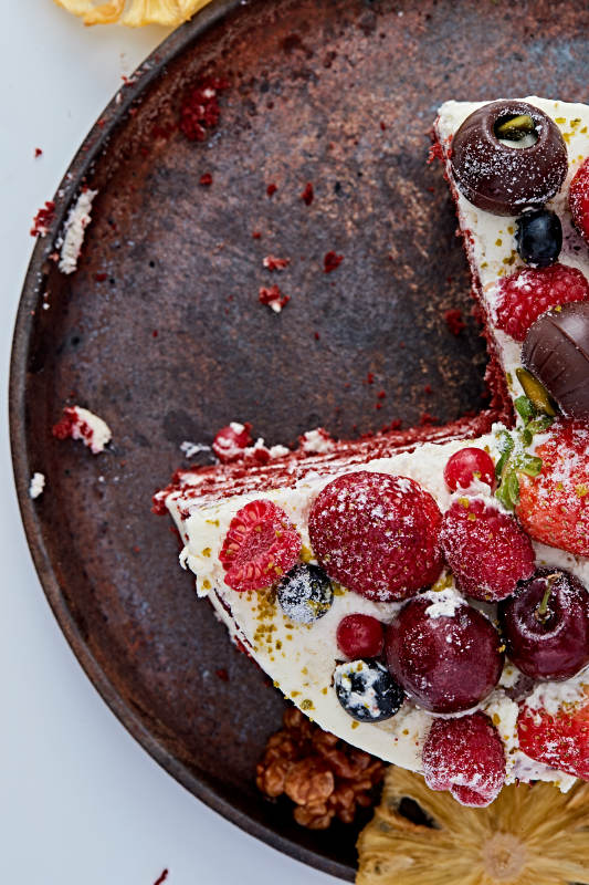 奶油抹茶鲜水果蔓越莓馅料多层蛋糕图片