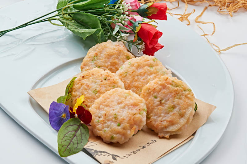 油煎虾泥饼图片