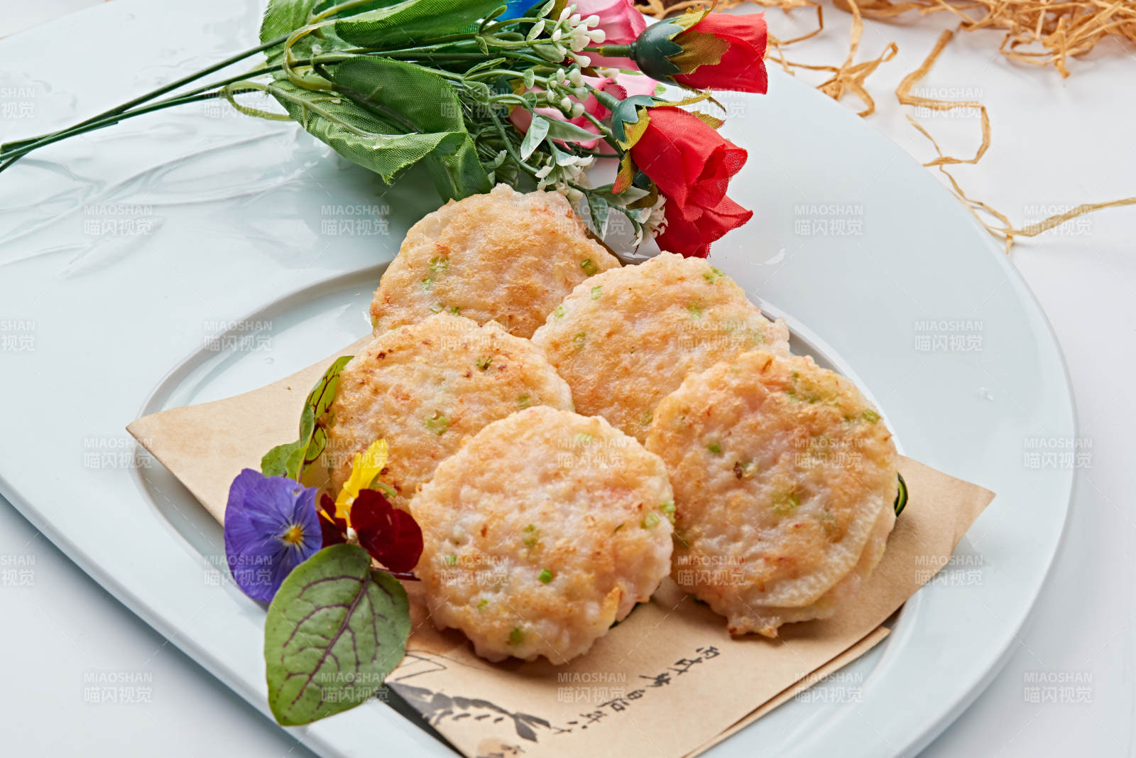 油煎虾泥饼图片