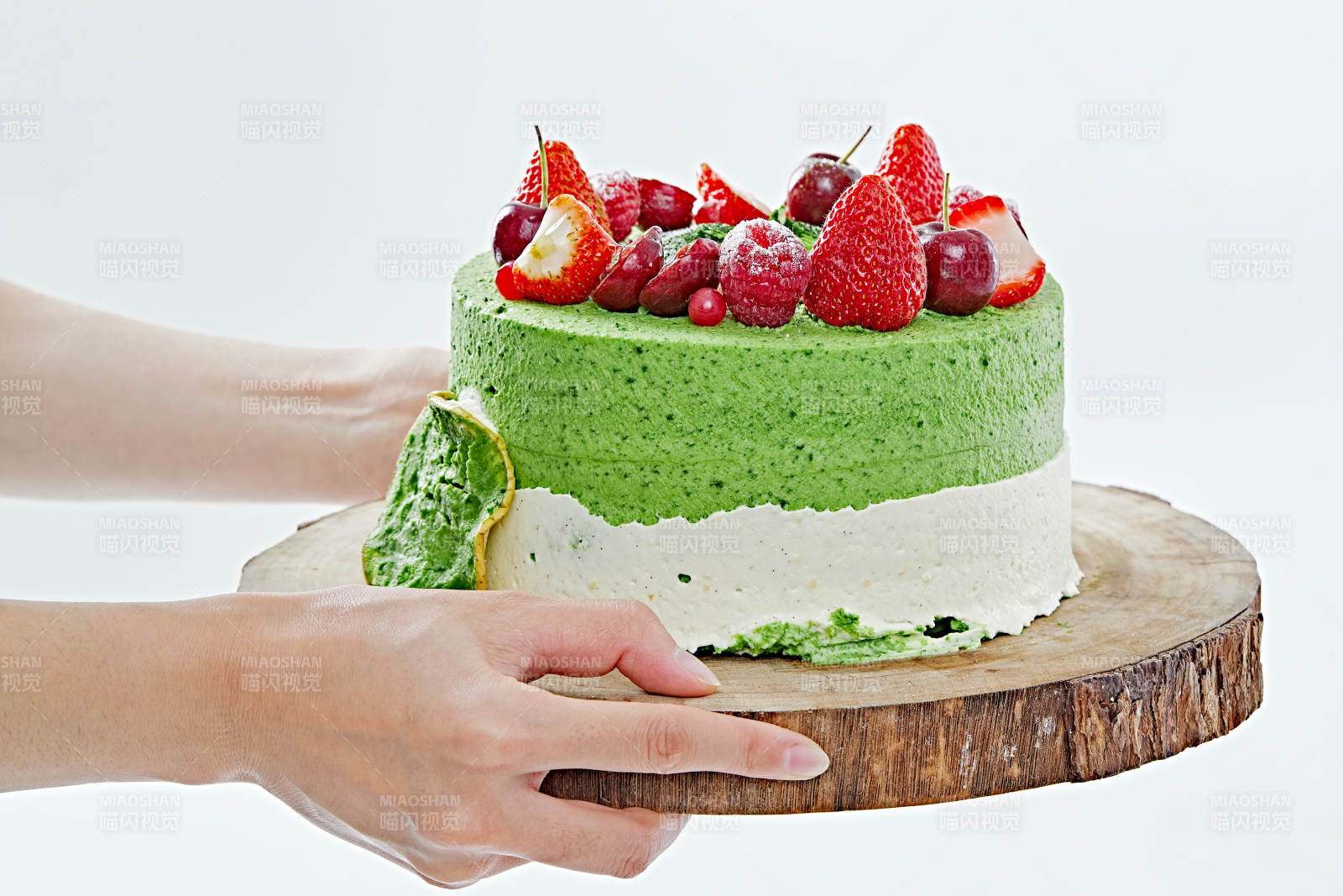 鲜果抹茶禅意鲜奶蛋糕图片