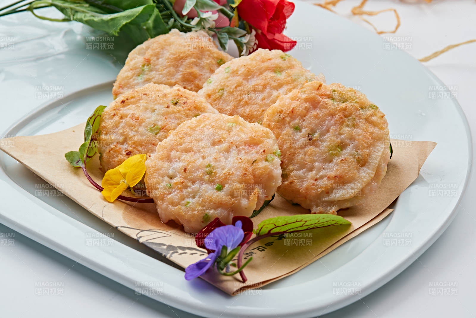 油煎虾泥饼图片