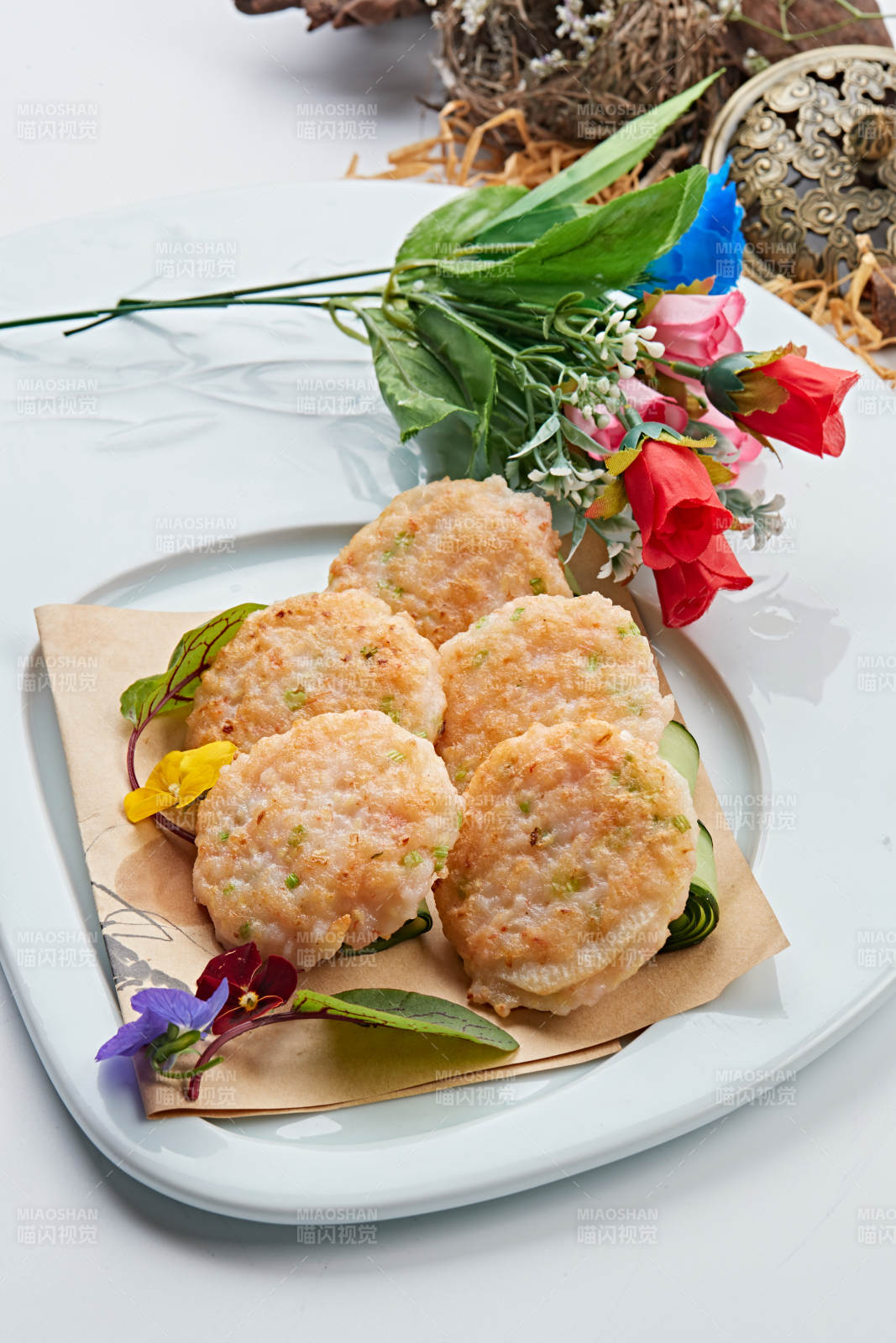 油煎虾泥饼图片