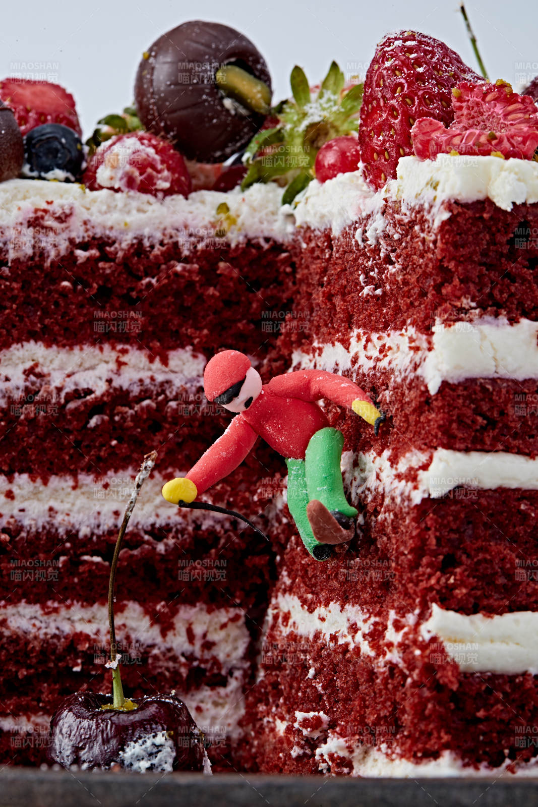 奶油抹茶鲜水果蔓越莓馅料多层蛋糕图片